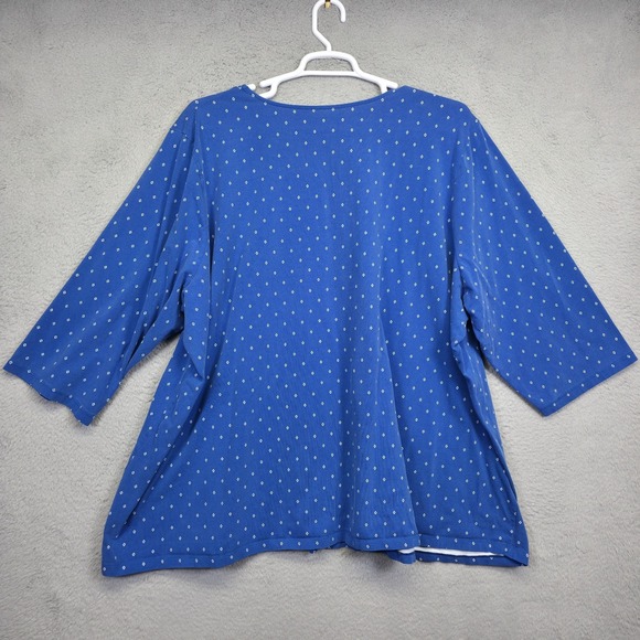 Catherines Top Womens 5X Blue Cutout Neck Diamond Relaxed Flowy Stretch Lounge - Picture 2 of 11